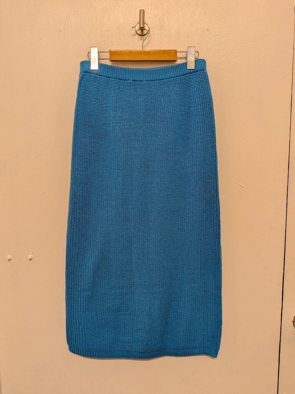 J.S. Fashion Knit Midi Skirt In Bright Blue, Size M